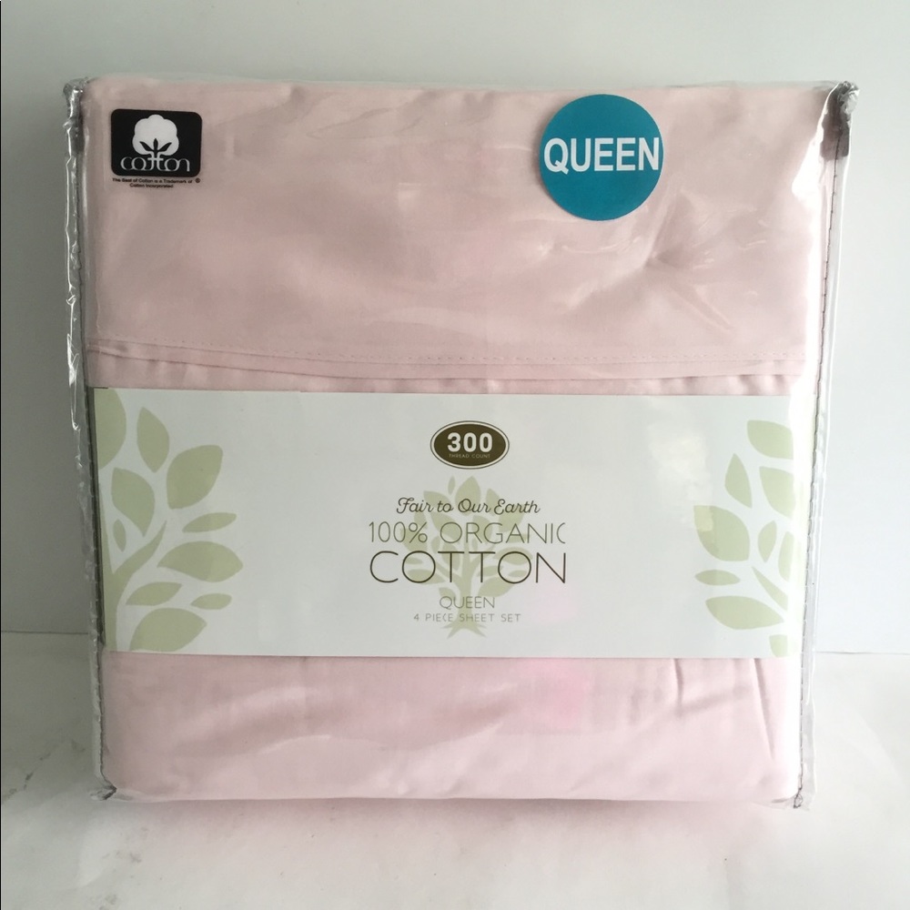 New Fair to our Earth Queen 100% ORGANIC COTTON 4 piece sheet set pink